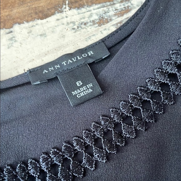 Ann Taylor Black Peplum Blouse with Lace embellishment - Picture 2 of 9